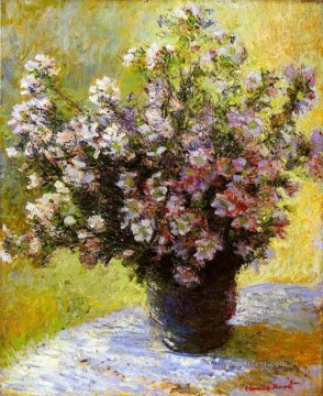 Bouquet of Mallows Claude Monet Impressionism Flowers Oil Paintings